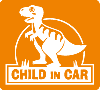 赤ちゃん乗ってます、CHILD IN CARマグネット、BABY IN CAR マグネット、ティラノサウルスさん
